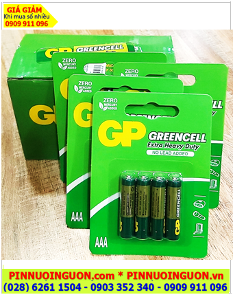 COMBO 01hộp 10vỉ=40viên (Loại vỉ 4viên) Pin AAA 1.5v GP GreenCell 24G-2U4 Extra Heavy Duty _Giá 239.000đ/Hộp